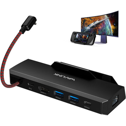 Wavlink Estación de Acoplamiento USB-C para Steam Deck y ROG Ally 4K144 HDMI Ethernet 85W Passthrough