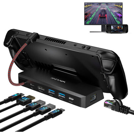 Wavlink Estación de Acoplamiento USB-C para Steam Deck y ROG Ally 4K144 HDMI Ethernet 85W Passthrough