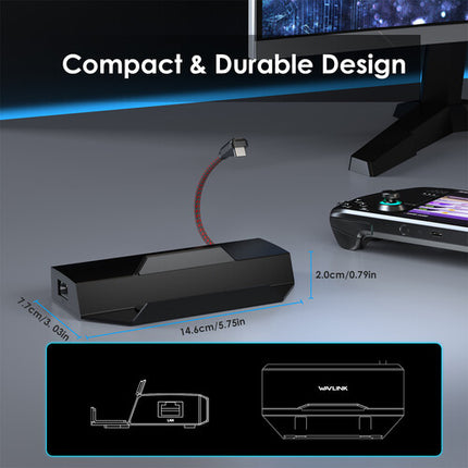 Wavlink Estación de Acoplamiento USB-C para Steam Deck y ROG Ally 4K144 HDMI Ethernet 85W Passthrough