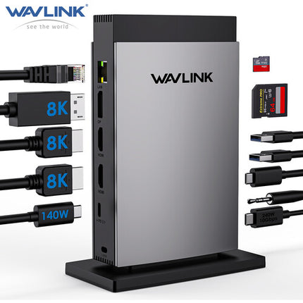 Wavlink 11 en 1 Estación de acoplamiento USB-C Triple Display 8K 125W