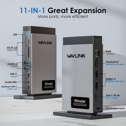 Wavlink 11 en 1 Estación de acoplamiento USB-C Triple Display 8K 125W
