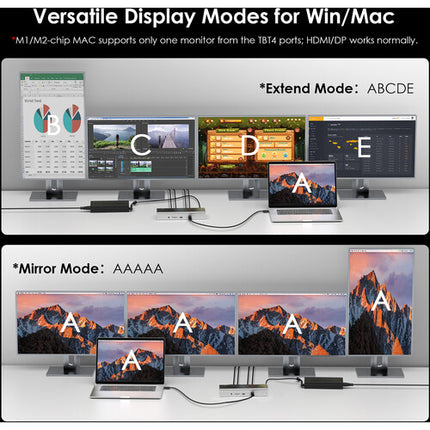 Wavlink 15-en-1 Thunderbolt 4 Docking Station con salida 8K soporte para 4 monitores y 98W passtrough