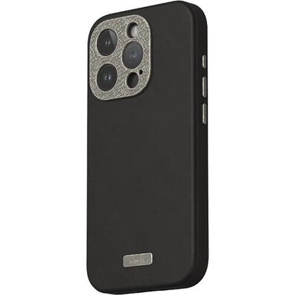 Moshi Napa Funda MagSafe para iPhone 15 Pro Negro Medianoche Resistente a Rayones Cuero