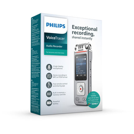 Philips VoiceTracer DVT4115 Grabadora de Audio 8GB Memoria 36 Horas Batería