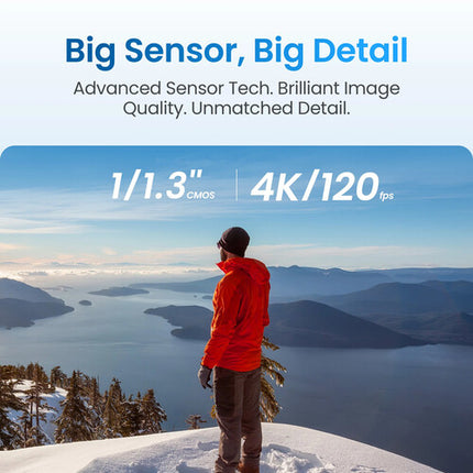 Xtra Edge Action Camera con sensor CMOS 1/1.3" UHD 4K120 155° FOV pantalla frontal y trasera