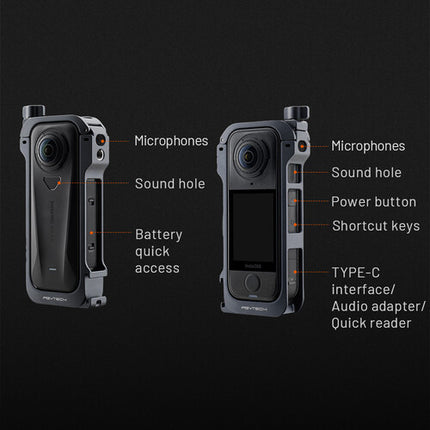 PGYTECH Jaula para Cámara Insta360 X4 Air Aluminio con Protector de Lente Silicona