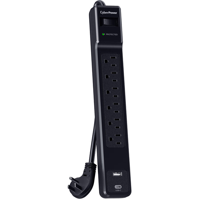 CyberPower Protector de Sobretensión 6 Tomas USB-A USB-C 1500J Negro