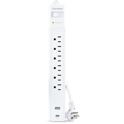 CyberPower Protector de Sobretensión 6 Tomas 1500J con Puertos USB