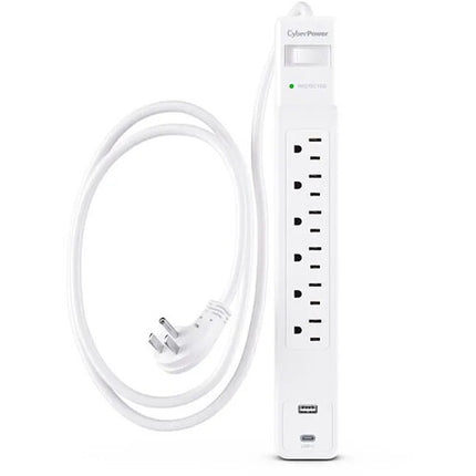 CyberPower Protector de Sobretensión 6 Tomas 1500J con Puertos USB