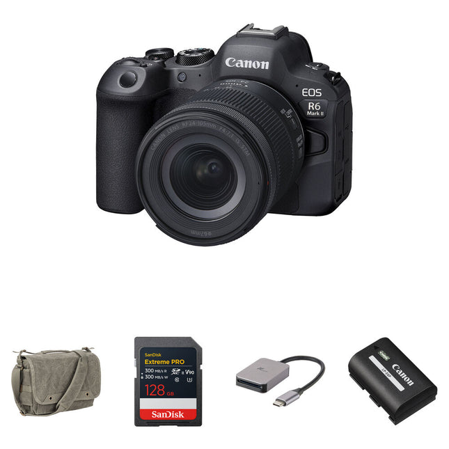 Canon EOS R6 Mark II Cámara Sin Espejo 24.2MP 4K60 24-105mm Kit Completo