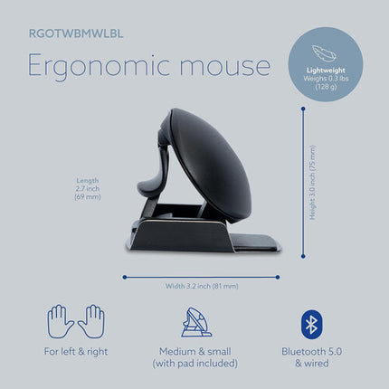 R-Go Tools Twister Ambidextrous Mouse inalámbrico 2400 dpi con cable USB-C