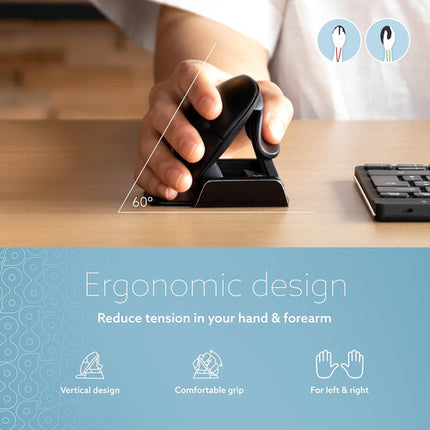 R-Go Tools Twister Ambidextrous Mouse inalámbrico 2400 dpi con cable USB-C