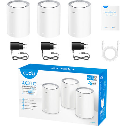 Cudy M3000 AX3000 Sistema Wi-Fi Mesh Dual Band 2976 Mb/s 2900 pies² 3 Piezas