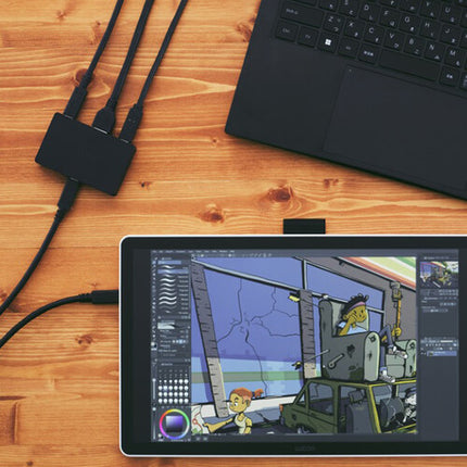 Wacom Kit Adaptador de HDMI a USB-C con cables de 6 pies y puerto de carga USB-C