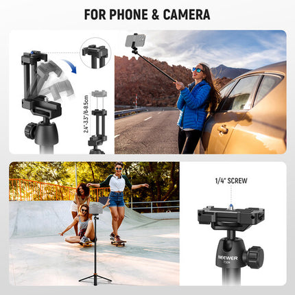 Neewer TS04 Palo Selfie Trípode 59 Pulgadas Capacidad 2.5 kg Altura 13.4-59 Pulgadas