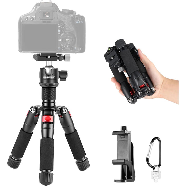 Neewer M521 Mini Trípode de Escritorio 19.7" Capacidad 11 lb con Cabezal Giratorio y Soporte para Teléfono