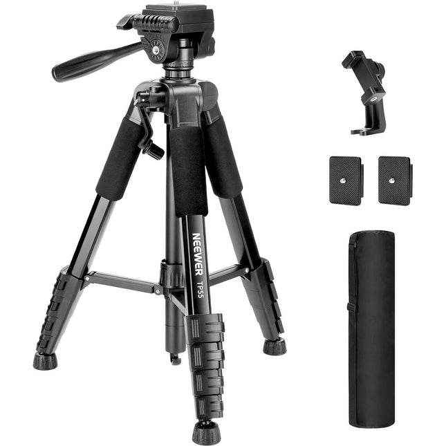 Neewer BASICS TP55 Trípode de Aluminio para Cámara 71 Pulgadas con Cabezal Pan Tilt y Capacidad 11 lb