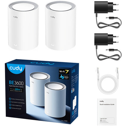 Cudy M3600 BE3600 Sistema Wi-Fi Mesh Doble Banda 3570 Mb/s 2100 pies²