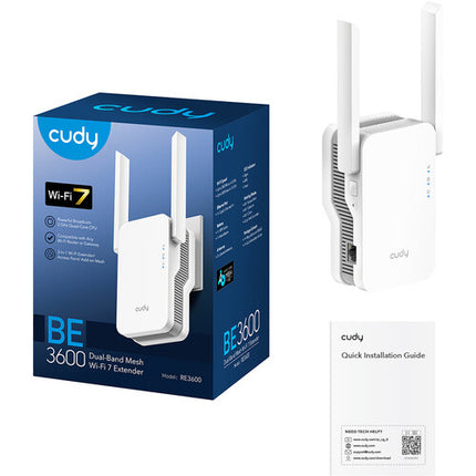 Cudy RE3600 BE3600 Extensor de Red Wi-Fi 7 Dual-Banda 3600 Mb/s 2 Antenas