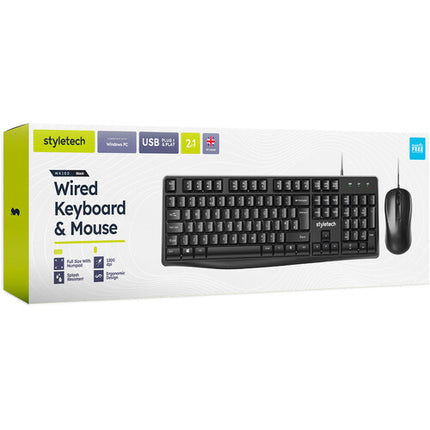 Styletech styletech MK100 Combo Teclado y Ratón USB 1200 dpi Ergonomía