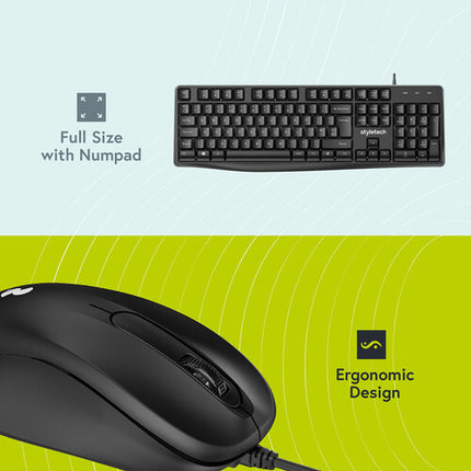 Styletech styletech MK100 Combo Teclado y Ratón USB 1200 dpi Ergonomía