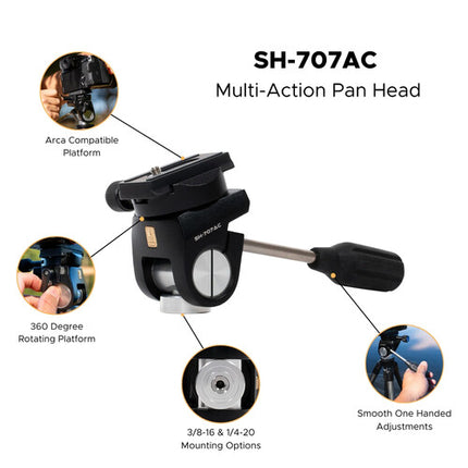 SLIK SH-707AC Cabezal Panorámico Multiacción Capacidad 4kg Rotación 360°
