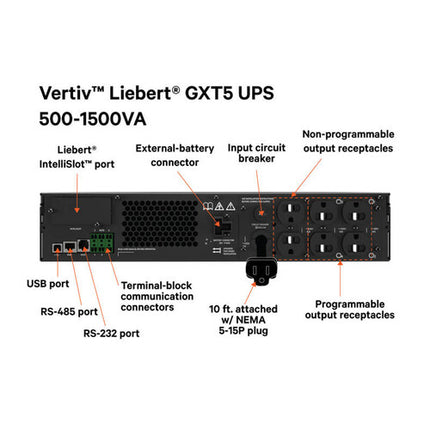 VERTIV Liebert GXT5-1500LVRT2UXLN UPS de 1500VA 1350W con tarjeta de red IntelliSlot