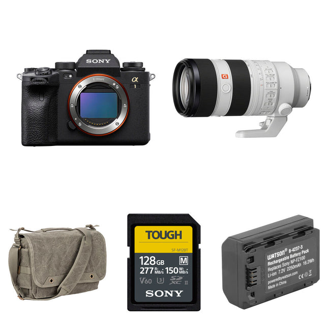Sony a1 Cámara Sin Espejo con Lente 70-200mm f2.8 y Kit Básico 50MP 30fps 128GB SD
