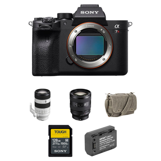 Sony a7R IVA cámara sin espejo 61MP con lentes 20-70mm y 70-200mm f4 y kit básico