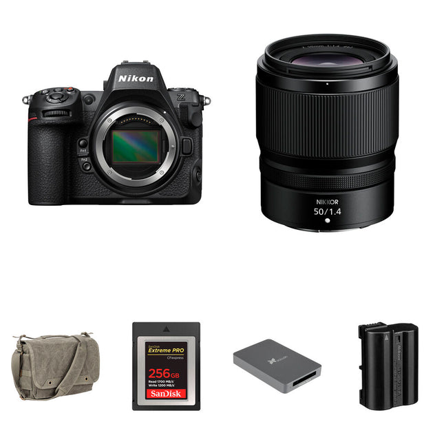 Nikon Z8 Cámara Sin Espejo con Lente 50mm f1.4 45.7MP y Kit Essentials+