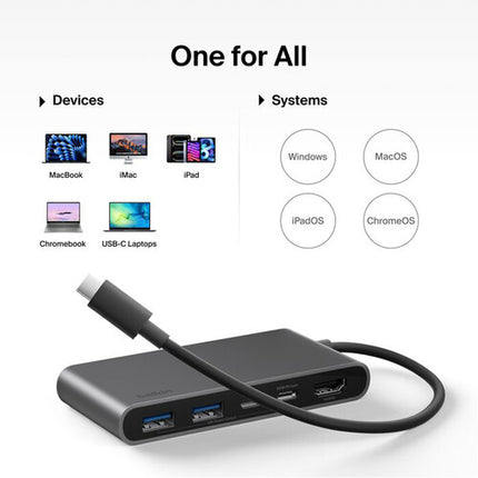 Belkin Connect Hub USB-C 5 Puertos 100W Power Delivery HDMI 4K 60Hz
