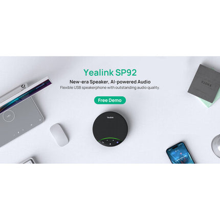 Yealink SP92 Altavoz para Conferencias USB Bluetooth Micrófono 13 Pies 20 Horas batería
