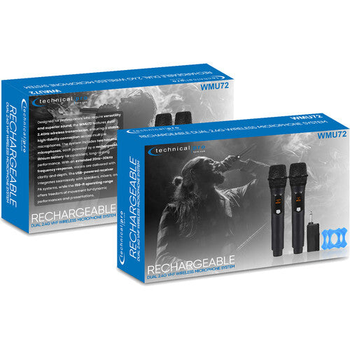 Technical Pro WMU72 Sistema de micrófonos inalámbricos 2 manos alcance 45 m receptor USB