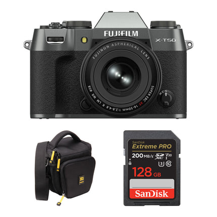 FUJIFILM X-T50 Cámara sin Espejo 40.2MP 4K 60p con Lente 16-50mm y Kit Básico