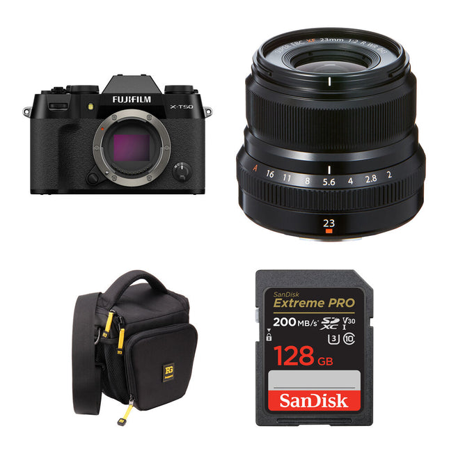 FUJIFILM X-T50 Cámara sin Espejo 40.2MP con Lente 23mm f/2 y Bolsa Básica