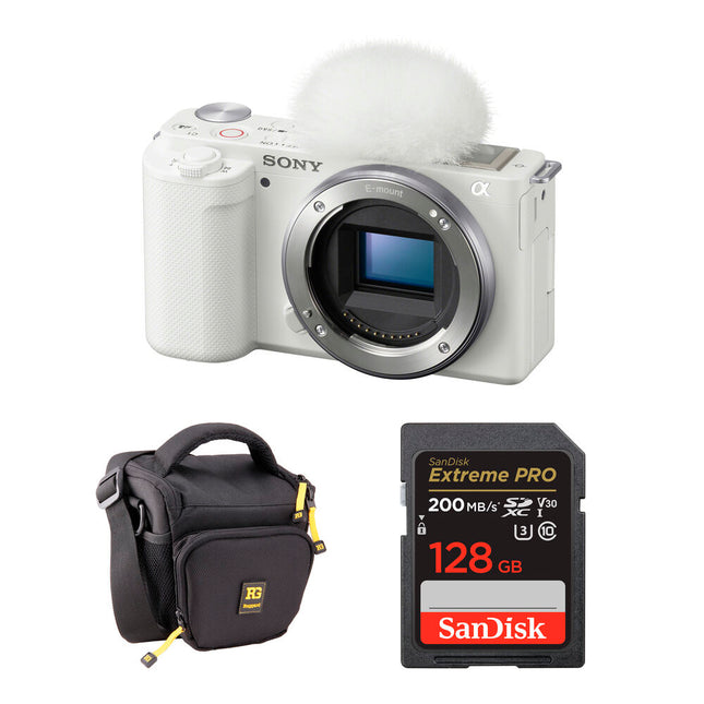 Sony ZV-E10 Cámara Sin Espejo 24.2MP UHD 4K30p Paquete Básico Blanco