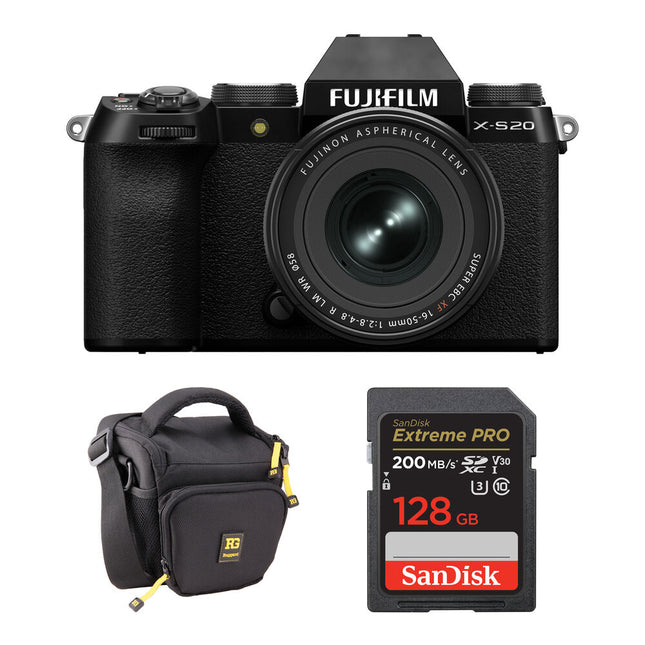 FUJIFILM X-S20 Cámara sin Espejo 26.1MP 6.2K 30fps con Lente 16-50mm f/2.8-4.8 y Accesorios Básicos