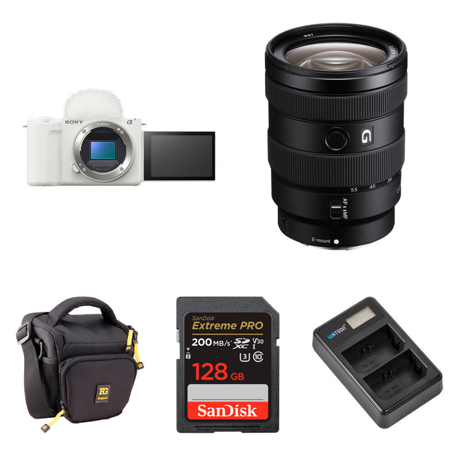 Sony ZV-E10 II Cámara sin Espejo 26MP 4K 16-55mm f/2.8 Blanco Basic Bundle