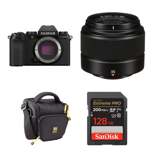 FUJIFILM X-S20 Cámara sin Espejo 26.1MP 6.2K con Lente 35mm f/2 y Kit Básico