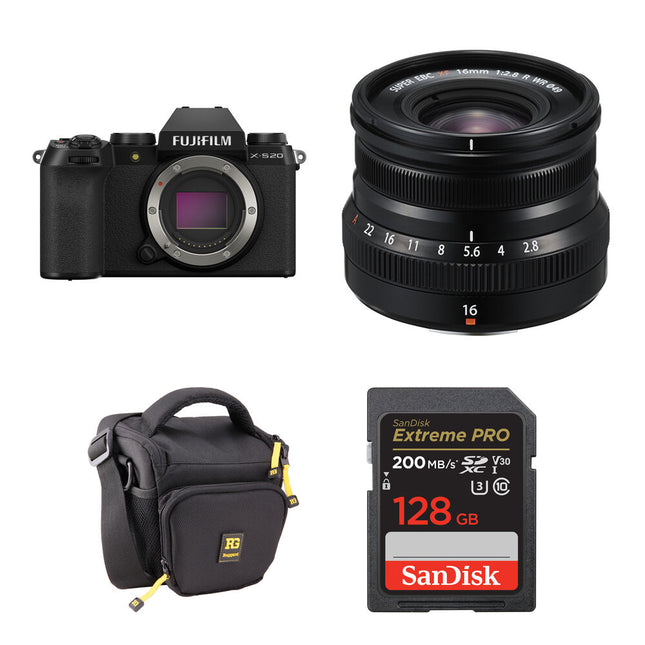 FUJIFILM X-S20 Cámara Sin Espejo 26.1MP 16mm f2.8 Kit Básico 128GB