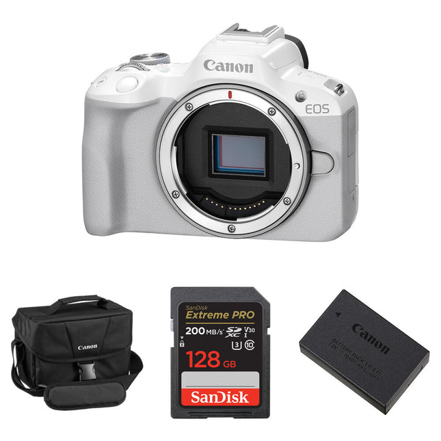 Canon EOS R50 Cámara Sin Espejo 24.2MP 4K Kit Essentials Plus Blanco