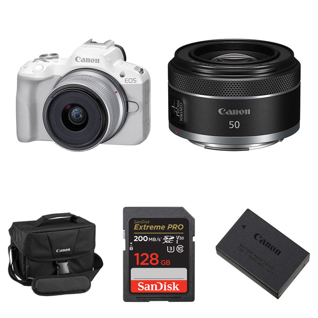 Canon EOS R50 Cámara sin Espejo con Lentes 18-45mm 50mm 24.2MP UHD 4K Kit Essentials+