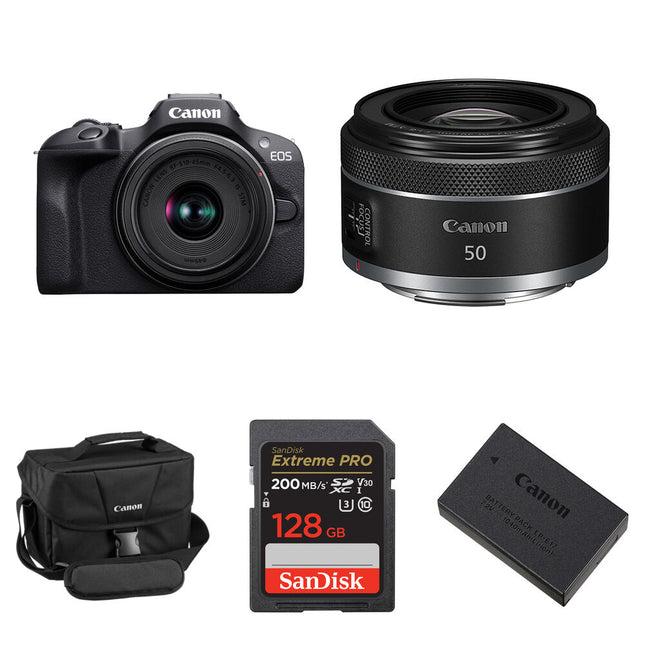 Cámara sin Espejo Canon EOS R100 con Sensor 24.1MP Vídeo 4K y Kit Essentials Plus