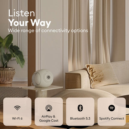 Devialet Phantom Ultimate 108 dB Altavoz Inalámbrico 1100W Wi-Fi 6 Bluetooth 5.3 Light Pearl