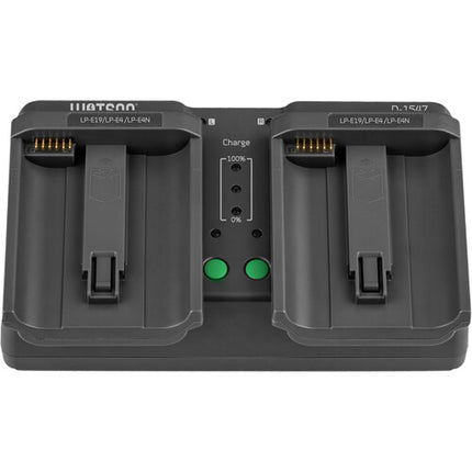Cargador de Baterías Watson Duo para Canon LP-E19 LP-E4 LP-E4N con Indicadores LED y Protección contra Sobrecalentamiento
