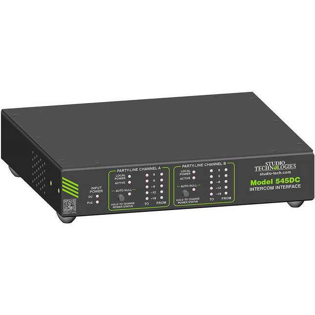 Studio Technologies Model 545DC Interfaz de Intercom Dante 2 Canales con PoE y Medición I/O