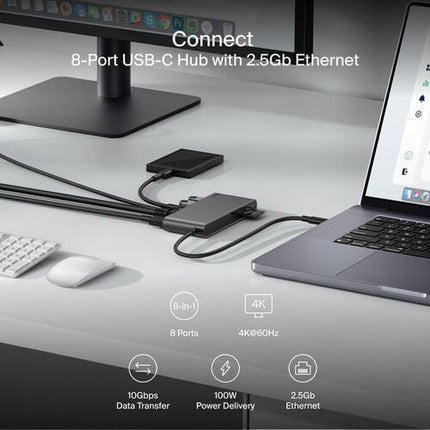 Belkin Connect concentrador USB-C 8 puertos 4K60Hz PD 100W Ethernet 2.5Gbps