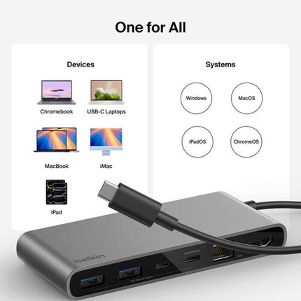 Belkin Connect concentrador USB-C 8 puertos 4K60Hz PD 100W Ethernet 2.5Gbps