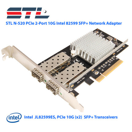 STL N-520 Adaptador de Red PCIe 2 Puertos 10G SFP+ con Bracket Bajo Perfil
