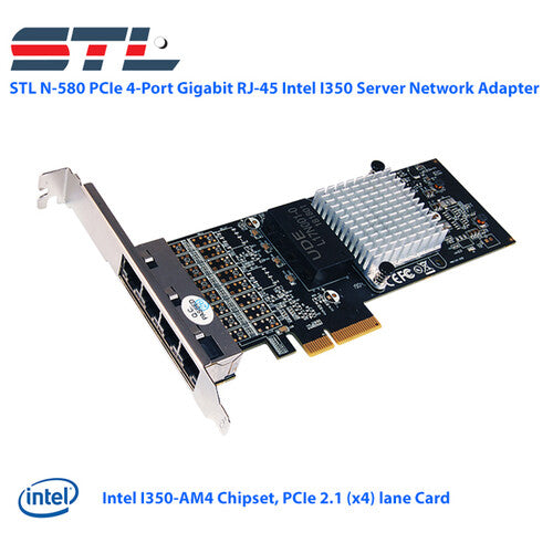 STL N-580 Adapter de Red PCIe 4 Puertos Gigabit con Bracket Bajo Perfil